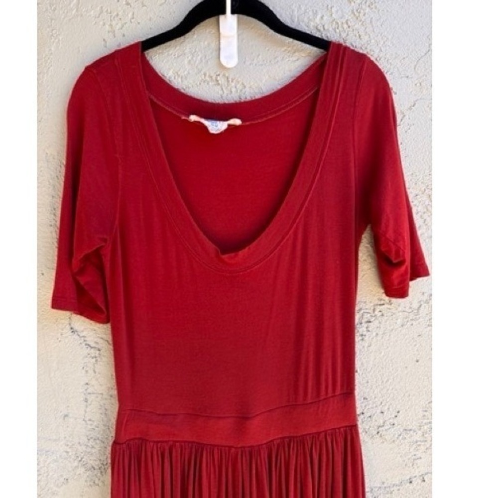 Free People Beach Red Short Sleeve Pleated Palazzo Wide Leg Jumpsuit MEDIUM - Picture 3 of 9